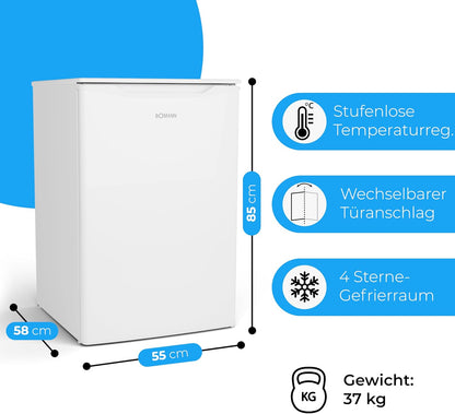 2026 Bomann Gefrierschrank 87L | Gefrierschrank klein mit Temperaturbereich ≤ -18°C | 3 Schubladen | Tiefkühlschrank mit wechselbarem Türanschlag | Freezer Tiefkühlschrank klein GS 7253 weiß