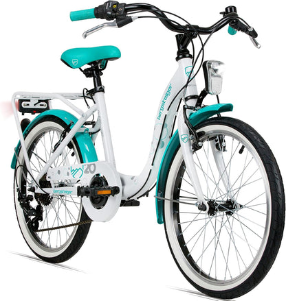 2026 Bergsteiger Atlantis 20, 24 Zoll Kinderfahrrad, geeignet für 6,7, 8, 9, 10, 11 Jahre, StVZO, Shimano Schaltung, Mädchen-Fahrrad mit Dynamo-Licht
