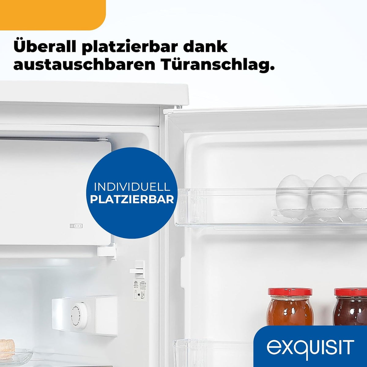 2026 Exquisit Kühlschrank mit Gefrierfach, 120 Liter, 4-Sterne-Gefrierfach, Kühlschrank freistehend, KS516-4-H-010D weiss