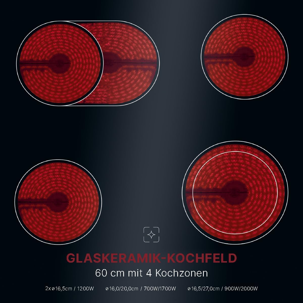 2026 Bomann Elektroherd-Set | Einbauherd mit Ceranfeld | Kochfeld mit 4 Kochzonen | Einbaubackofen mit 56l Nutzinhalt | 9 Backofen Funktionen | Glaskeramik-Kochfeld mit Bräterzone | EHBC 7936 IX