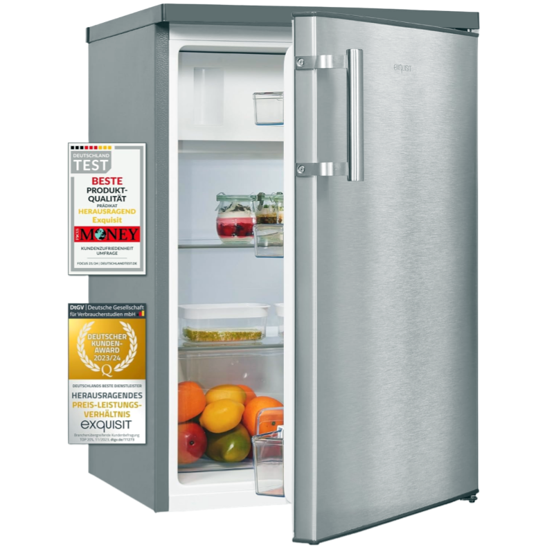 2026 Exquisit Kühlschrank mit Gefrierfach, 120 Liter, 4-Sterne-Gefrierfach, Kühlschrank freistehend, KS516-4-H-010D weiss