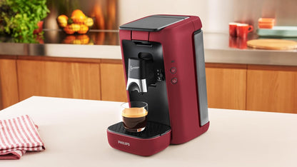 2026 Philips Senseo Maestro Kaffeepadmaschine mit Kaffeestärkewahl und Memo-Funktion, 1,2 Liter Wasserbehälter, Grünes Produkt, Farbe: Rot (CSA260/90)