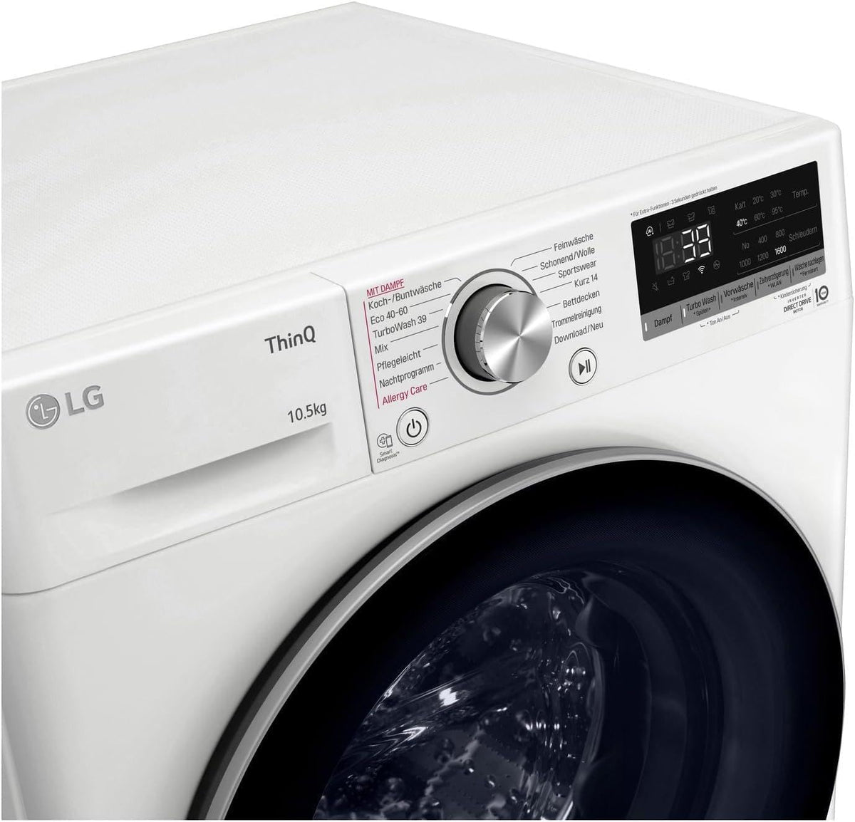 2026 LG F4WV7080, Klasse A, Frontlader-Waschmaschine 8 kg, 1400 U/Min, AI Direct Drive, Wi-Fi, Tiefenreinigung mit Dampf, Groe Kapazitt, TRIPLE A, Auentür aus Sicherheitsglas, 62 x 60 x 85 cm Wei