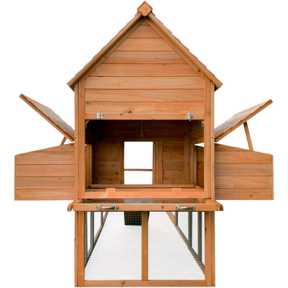 2026 Wiltec Hühnerstall 3100 x 1500 x 1500 mm braun mit Freilauf und Nistkästen aus Holz, Hühnerhaus mit Unterschlupf, Gitter und Kotwanne verzinkt