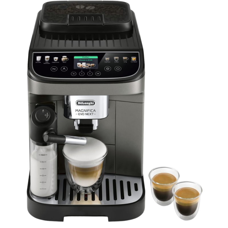 2026 De'Longhi Magnifica Evo ECAM 292.81.B Kaffeevollautomat mit LatteCrema Milchsystem, 7 Direktwahltasten für Cappuccino, Espresso und weitere Kaffeespezialitäten, 2-Tassen-Funktion, Schwarz
