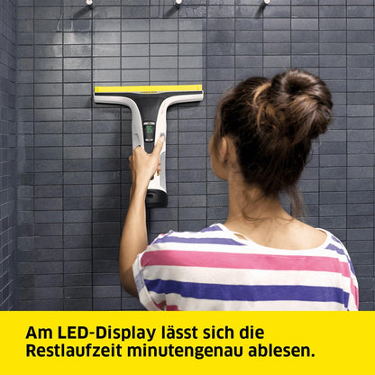 2026 KÄRCHER Akku-Fenstersauger WV 7 Signature Line, Akkulaufzeit: 100 min, LED-Ladezustandsanzeige, 2 Absaugdüsen, Sprühflasche mit 2 Mikrofaserbezügen, Schmutzkratzer, 20 ml Fensterreiniger-Konzentrat
