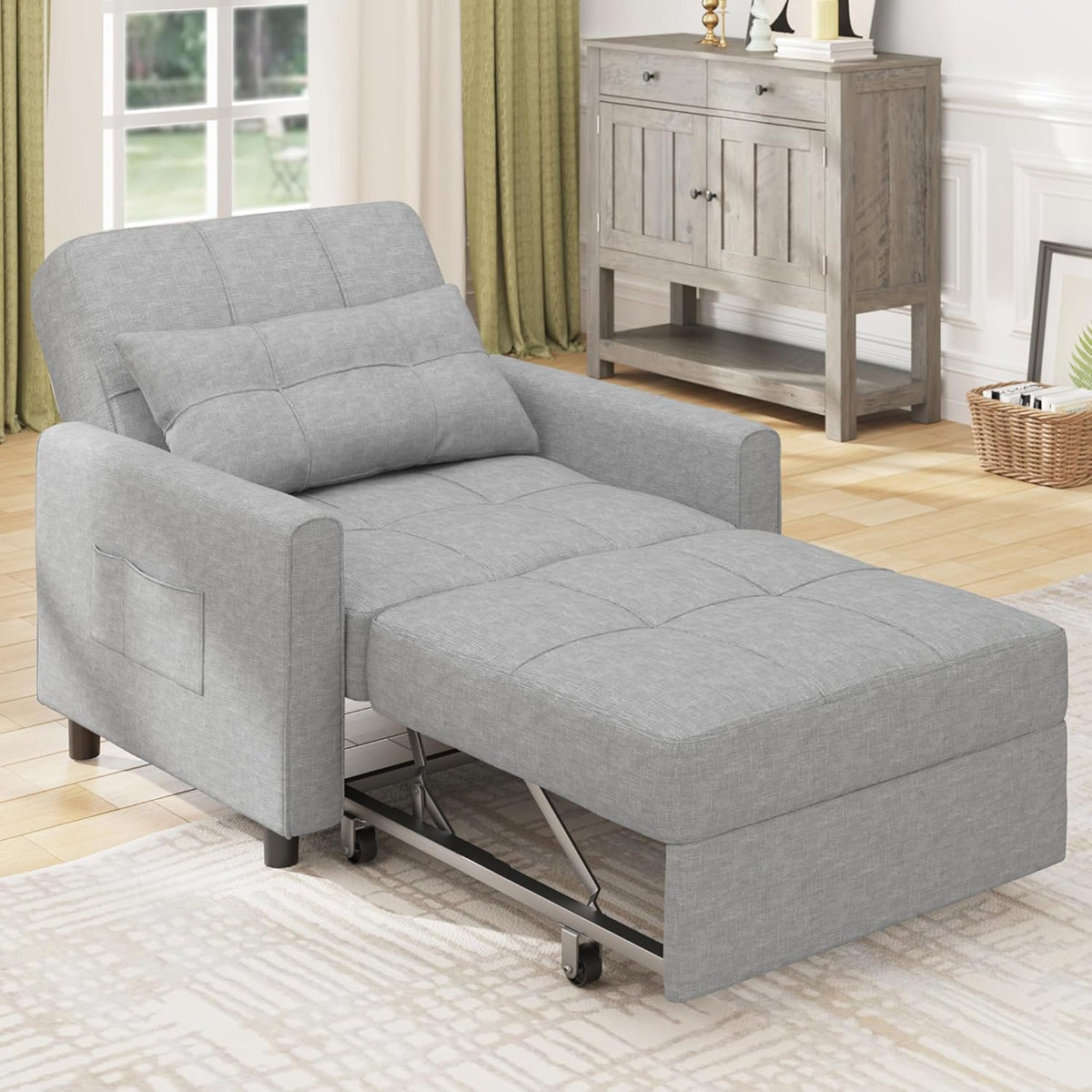 2026 Bealife Relaxsessel, Schlafsessel mit Verstellbarer Rückenlehne, Fernsehsessel, Klappbares Schlafsofa, Relaxsessel fürs Wohnzimmer,Schlafzimmer (Hellgrau)