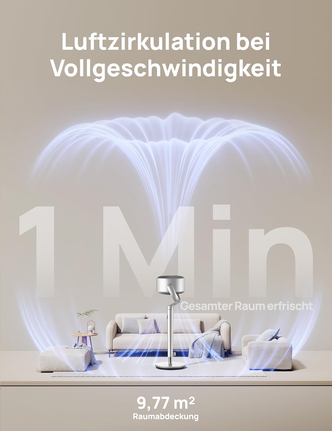 2026 Dreo Smart Standventilator mit RGB Light, 120° +120° Oszillierender Ventilator mit Fernbedienung, 20dB Leiser Bodenventilator für Schlafzimmer, 8H Timer, Silber