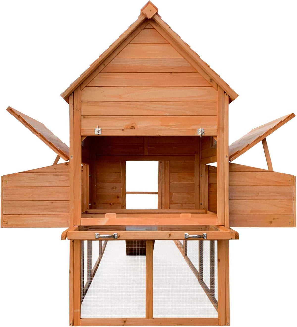 2026 Wiltec Hühnerstall 3100 x 1500 x 1500 mm braun mit Freilauf und Nistkästen aus Holz, Hühnerhaus mit Unterschlupf, Gitter und Kotwanne verzinkt
