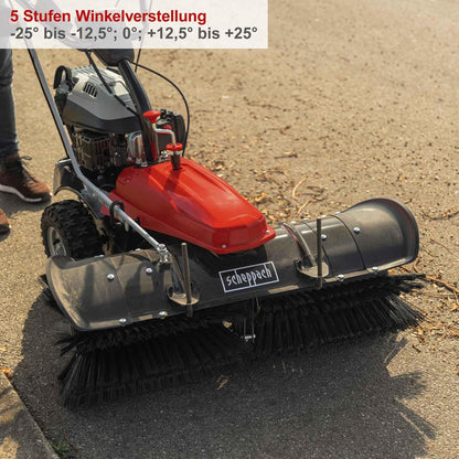 2026 Scheppach Benzin Kehrmaschine - E-Start SC2200PE 4,9 PS - Kehrbreite 100cm | 70L Box | Schneefräse | 3 Vorwärts & 1 Rückwärtsgang | inkl. Auffangbehälter & Schneeschild | Schneeschieber | Schneeräumer