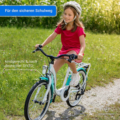 2026 Bergsteiger Atlantis 20, 24 Zoll Kinderfahrrad, geeignet für 6,7, 8, 9, 10, 11 Jahre, StVZO, Shimano Schaltung, Mädchen-Fahrrad mit Dynamo-Licht