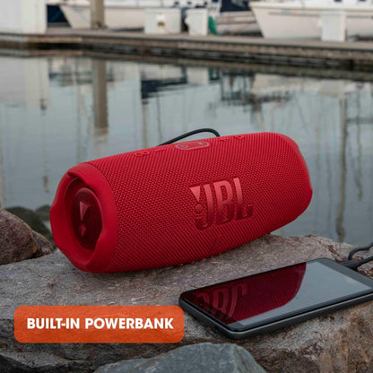 2026 JBL Charge 5 Bluetooth-Lautsprecher in Schwarz – Wasserfeste, portable Boombox mit integrierter Powerbank – Eine Akku-Ladung für bis zu 20 Stunden kabellosen Musikgenuss