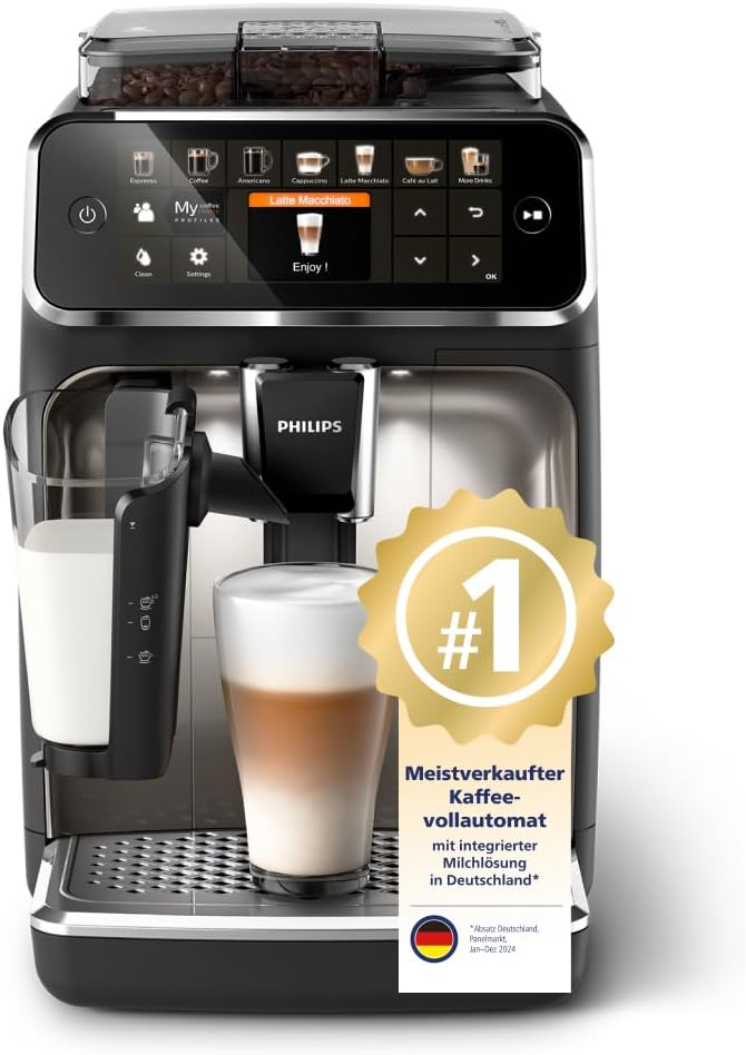2026 Philips Serie 5400 Kaffeevollautomat - Genießen Sie 12 Getränke, schnell reinigendes LatteGo, intuitives TFT-Display, anpassbare Kaffeeeinstellungen, erstklassiges Küchendesign (EP5441/50)