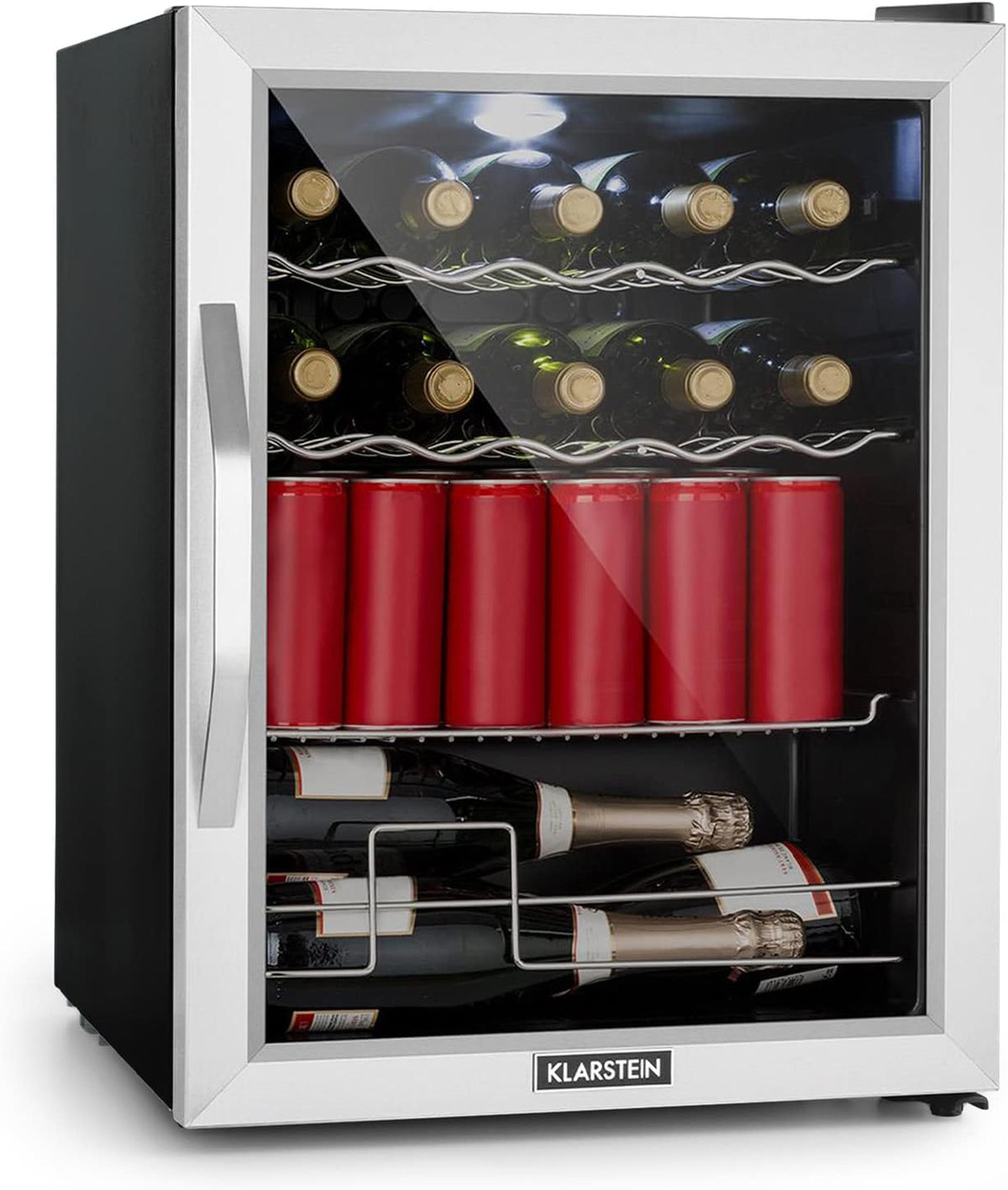 2026 Klarstein Mini Kühlschrank mit Glastür für Zimmer, Getrnkekühlschrank mit Verstellbaren Ablagen, Kleiner 80 Liter, Indoor/Outdoor Kühlschrank Leise