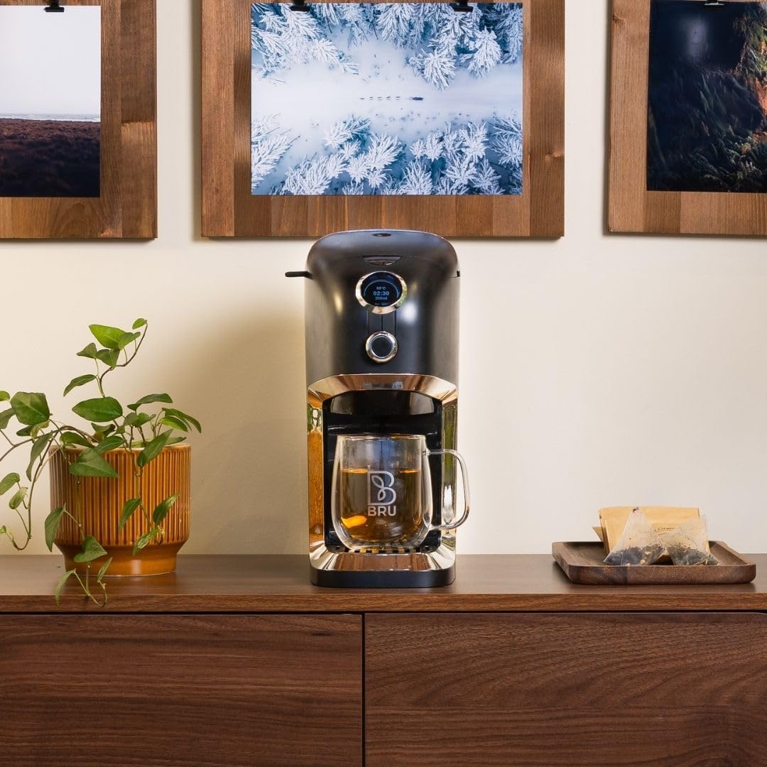 2026 BRU Teeautomat für losen Tee, Kräuter & Teebeutel – Heißwasserspender & Teemaschine in einem, ohne Kapseln, filtriertes Wasser auf Knopfdruck, automatisches Reinigungssystem