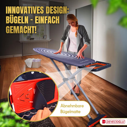 2026 DEVECIOĞLU Bügelbrett 127x46cm - XL Bügeltisch für Dampfbügelstation, Bügelbrett Groß, klappbarer Bügeltisch, höhenverstellbar, Ironing Board, (MM123)