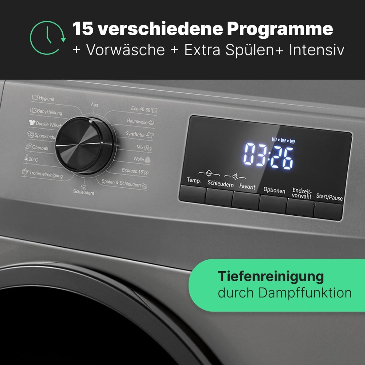 2026 Bomann Waschmaschine 7kg | max. 1400 U/min | 10 Jahre Motor-Garantie | effizienter, leiser & langlebiger Invertermotor | 15 Programme | Endzeitvorwahl | LED-Display | Washing Machine | WA 7175 wei
