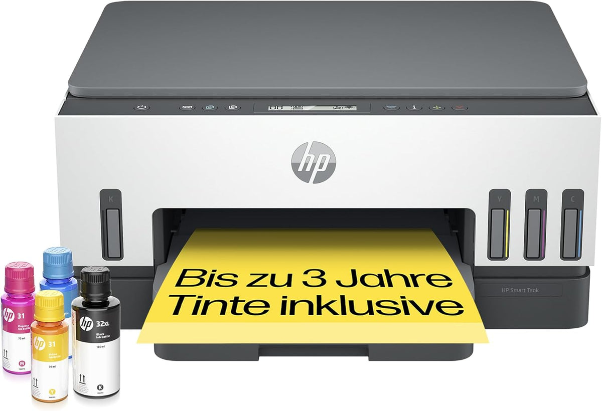 2026 HP Smart Tank 7605 4-in-1 Multifunktionsdrucker (WLAN; Duplex; ADF) – 3 Jahre Tinte inklusive, 3 Jahre Garantie, großer Tintentank, hohe Reichweite, Drucken in hoher Qualität