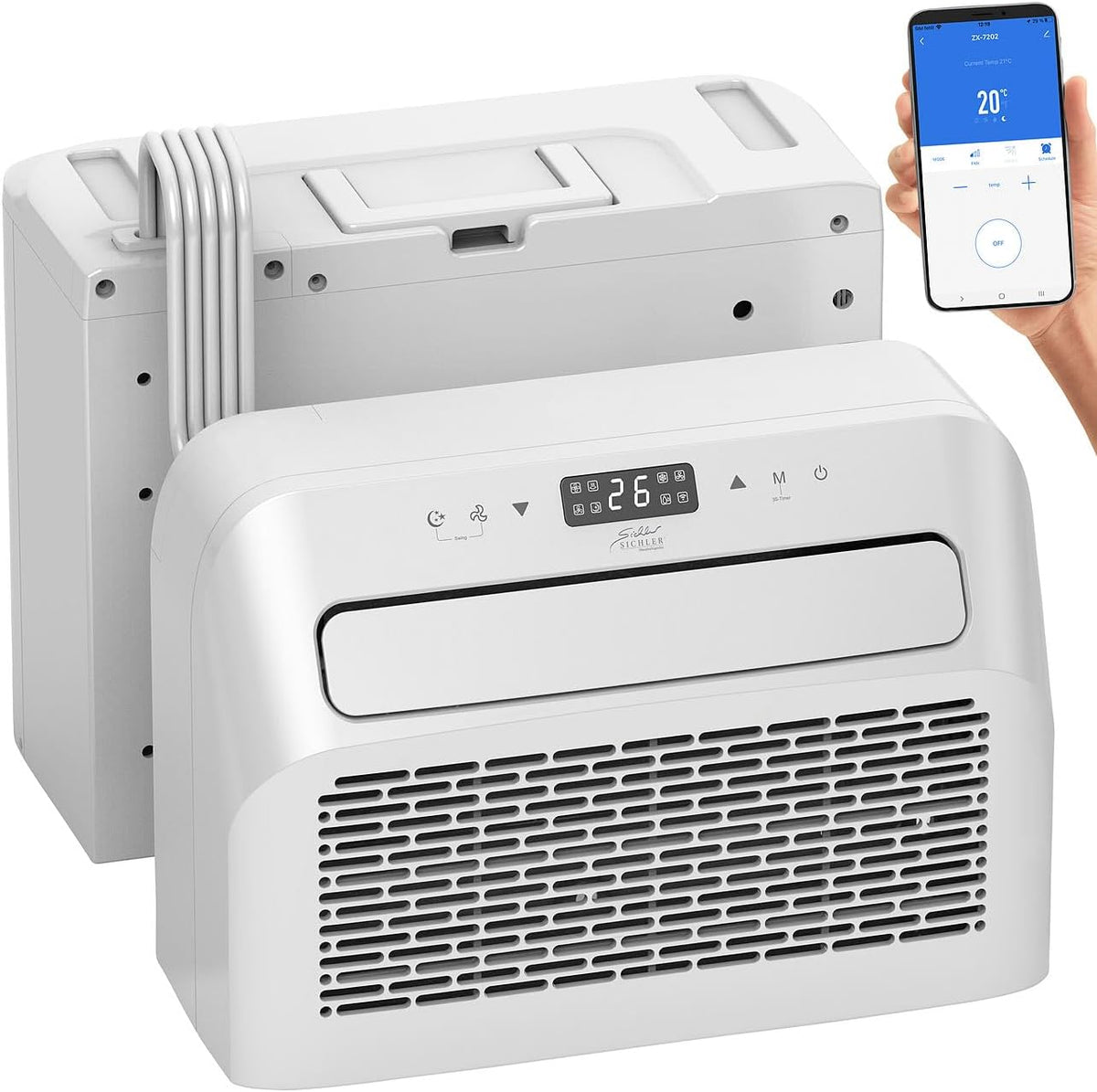 2026 Sichler Haushaltsgeräte Mobiles Klimagerät: Mobile Split-Klimaanlage, Entfeuchterfunktion, WLAN & App, 5.000 BTU/h (Klimaanlage Wohnwagen, Mini Split Klimaanlage, Klima Splitgerät Bohren)