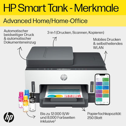 2026 HP Smart Tank 7605 4-in-1 Multifunktionsdrucker (WLAN; Duplex; ADF) – 3 Jahre Tinte inklusive, 3 Jahre Garantie, großer Tintentank, hohe Reichweite, Drucken in hoher Qualität