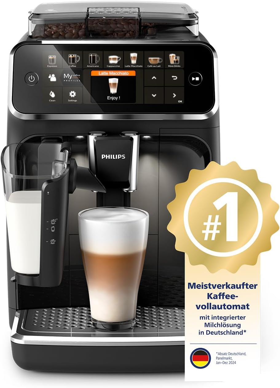 2026 Philips Serie 5400 Kaffeevollautomat - Genießen Sie 12 Getränke, schnell reinigendes LatteGo, intuitives TFT-Display, anpassbare Kaffeeeinstellungen, erstklassiges Küchendesign (EP5441/50)