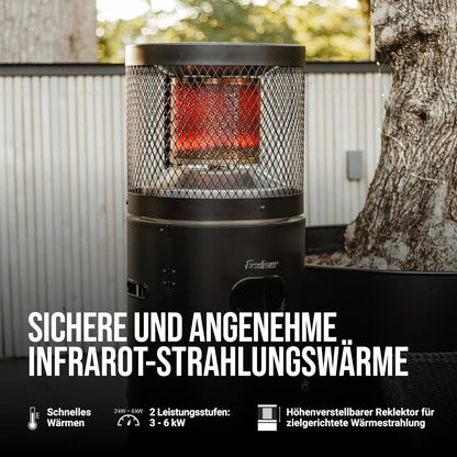 2026 Enders® Terrassenheizer Gas Polo Black 2.0, Gas-Heizstrahler, Terrassenstrahler mit stufenloser Regulierung, ENDUR Reflektionssystem, Transporträder, Umkippsicherung #5464