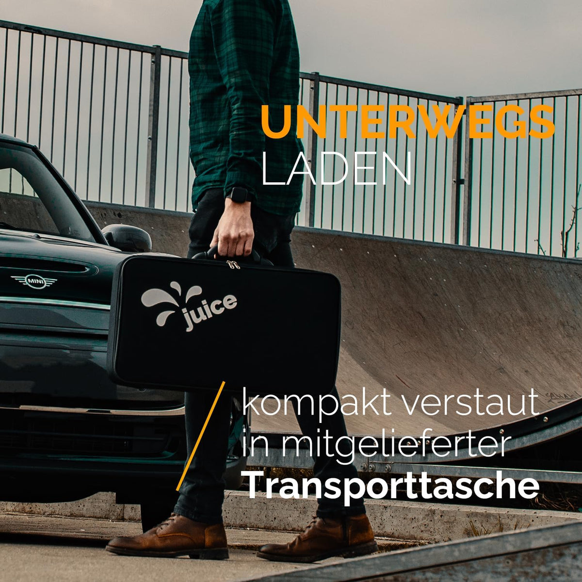2026 Juice Booster 2 - Mobile Ladestation 22 kW, Schweizer Design, Adapter für alle Steckdosen, Typ 2 Ladekabel, automatische Adaptererkennung, wetterfest & robust