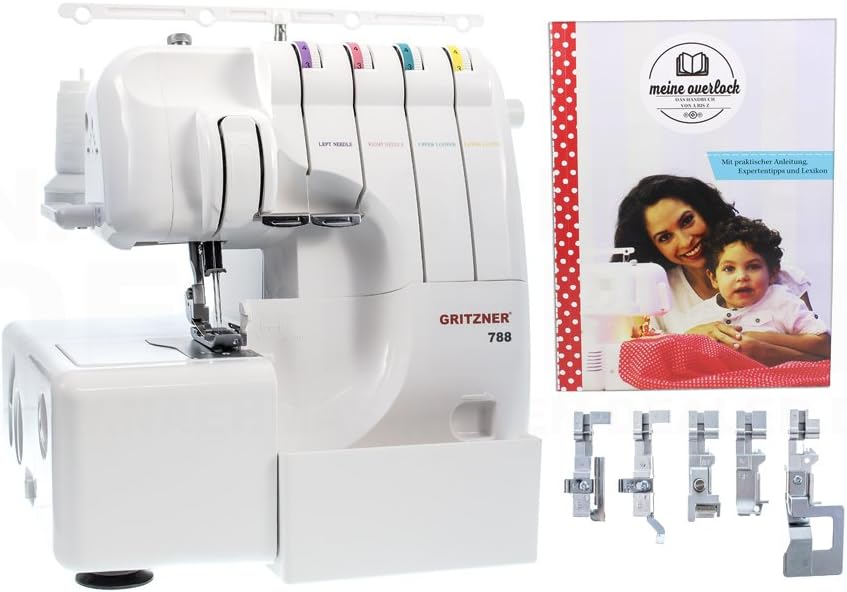 2026 Gritzner 788 Overlock + E-Book 'Meine Overlock' + 5 Sondernähfüße + Abfallbehälter