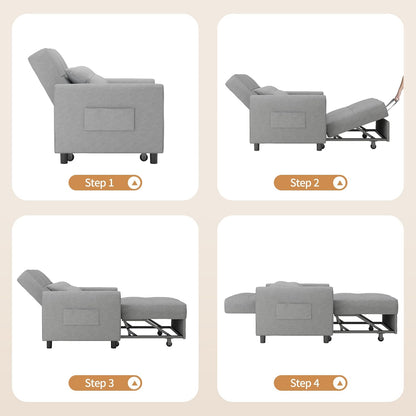 2026 Bealife Relaxsessel, Schlafsessel mit Verstellbarer Rückenlehne, Fernsehsessel, Klappbares Schlafsofa, Relaxsessel fürs Wohnzimmer,Schlafzimmer (Hellgrau)