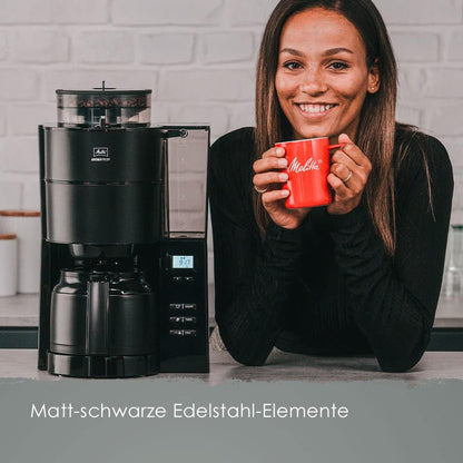 2026 Melitta AromaFresh - Filterkaffeemaschine - mit Glaskanne - integriertes Mahlwerk - Timer Funktion - 10 Tassen - Pure Black