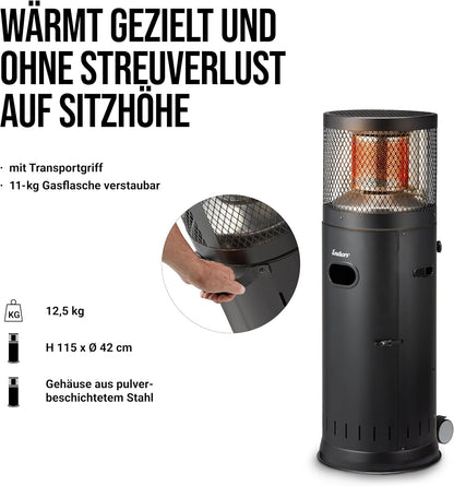 2026 Enders® Terrassenheizer Gas Polo Black 2.0, Gas-Heizstrahler, Terrassenstrahler mit stufenloser Regulierung, ENDUR Reflektionssystem, Transporträder, Umkippsicherung #5464