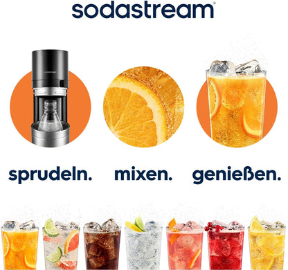 2026 SodaStream Wassersprudler DUO mit 2x Quick-Connect CO2-Zylinder| inkl. 2x 1L Glasflasche und 2x 1L FUSE Kunststoffflasche (spülmaschinengeeignet) |