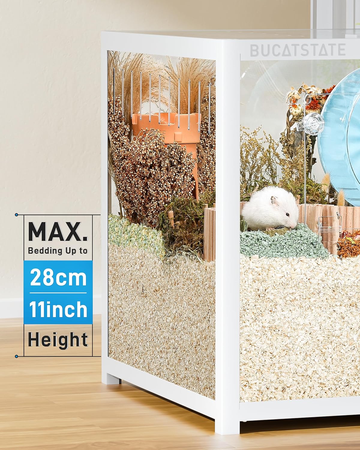 2026 BUCATSTATE Hamsterkäfig 3,0: Metall Rattenkäfig Kleintierkäfig Groß Stapelbar mit Einfacher Montage 120L x 60W x 62H cm für Nager, Mäuse, Zwerghamster (0,72m², Weiß)
