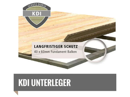 2026 Karibu Gartenhaus »Carlos«, Satteldach, Witterungsschutz, Tür mit 3 Lichtausschnitten