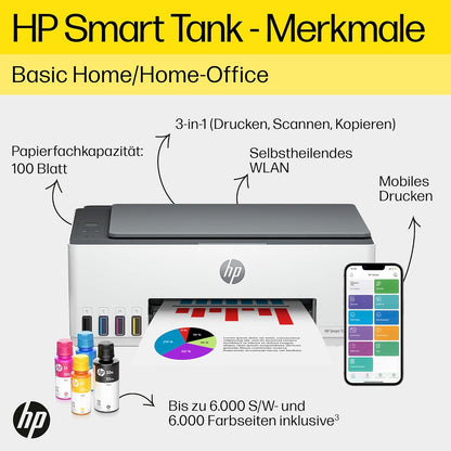 2026 HP Smart Tank 7605 4-in-1 Multifunktionsdrucker (WLAN; Duplex; ADF) – 3 Jahre Tinte inklusive, 3 Jahre Garantie, großer Tintentank, hohe Reichweite, Drucken in hoher Qualität