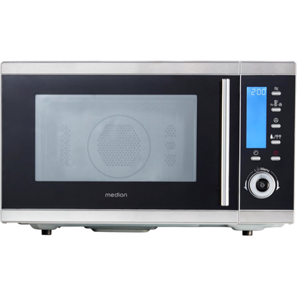 2026 MEDION MD 15501 4 in 1 Mikrowelle mit Grill (25 Liter, 900 Watt, 1100 Watt Grill, 2500 Watt Heißluft, 10 Automatik-Programme) silber