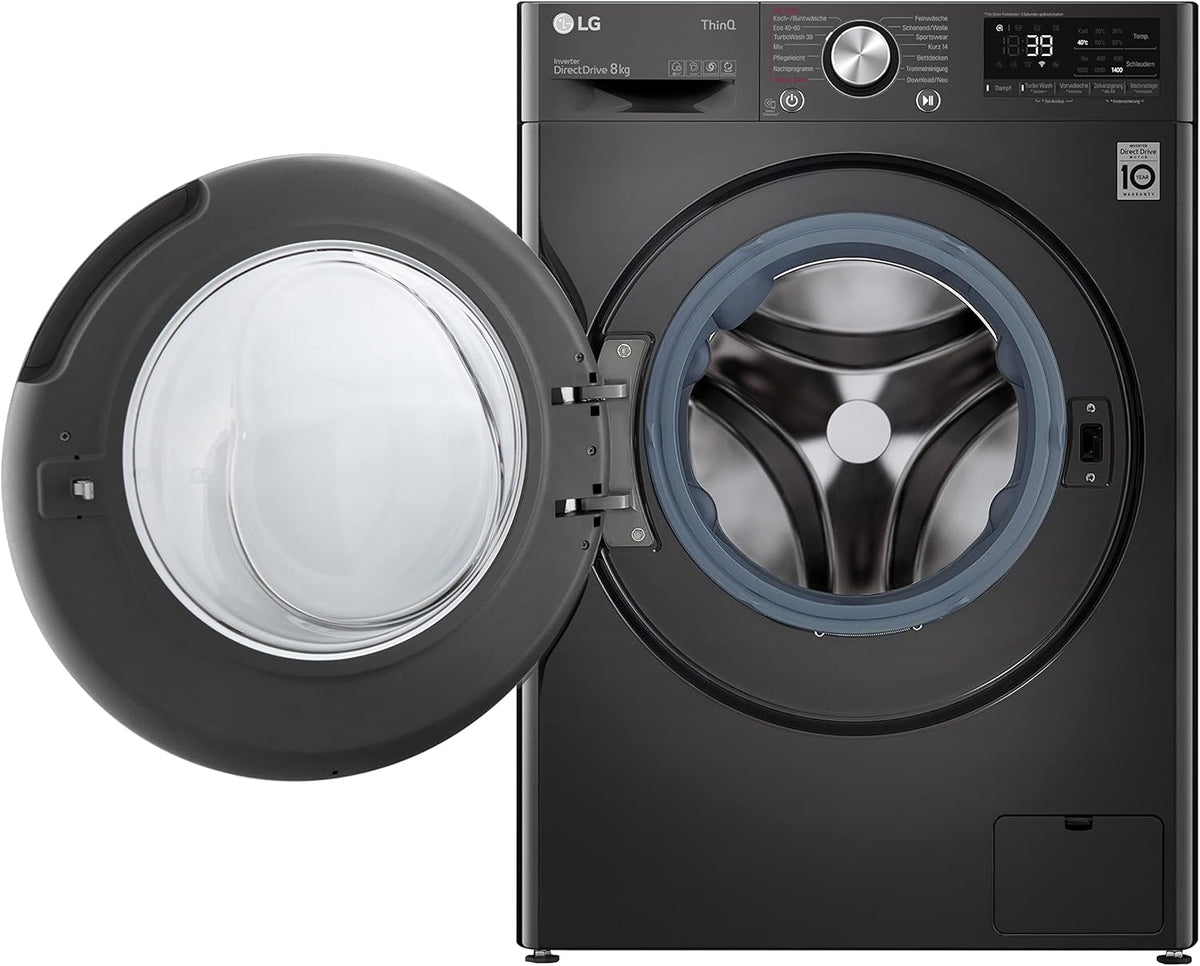 2026 LG F4WV7080, Klasse A, Frontlader-Waschmaschine 8 kg, 1400 U/Min, AI Direct Drive, Wi-Fi, Tiefenreinigung mit Dampf, Groe Kapazitt, TRIPLE A, Auentür aus Sicherheitsglas, 62 x 60 x 85 cm Wei