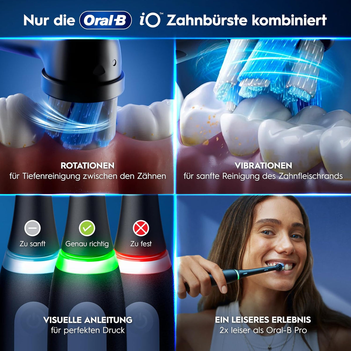 2026 Oral-B iO Series 3 Elektrische Zahnbürste, Doppelpack, Schwarz/Rosa | Inkl. 4 Aufsteckbürsten, GUT GETESTET von STIFTUNG WARENTEST, Electric Toothbrush mit 3 Putzmodi für Zahnpflege
