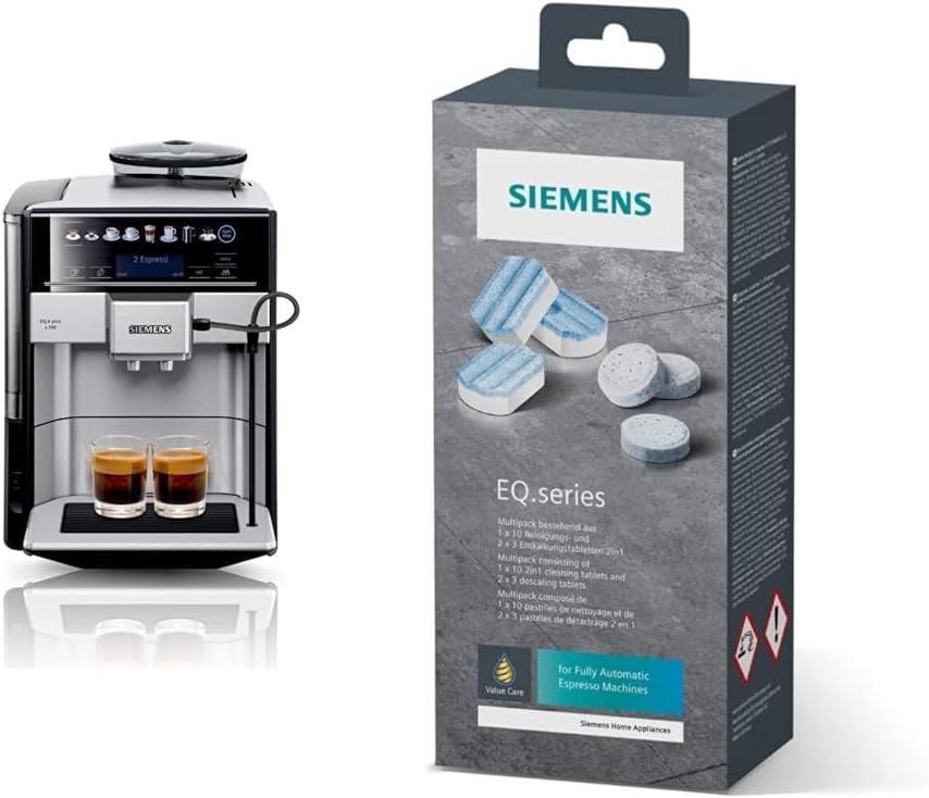 2026 SIEMENS Kaffeevollautomat EQ6 plus s700 TE657503DE, für viele Kaffeespezialitäten, Milch-Aufschäumdüse, Keramikmahlwerk, Doppeltassenfunktion, Antikalk, automatische Dampfreinigung, 1500 W, edelstahl