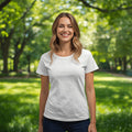 Damen Basic T-Shirt mit Rundhalsausschnitt in Weiß