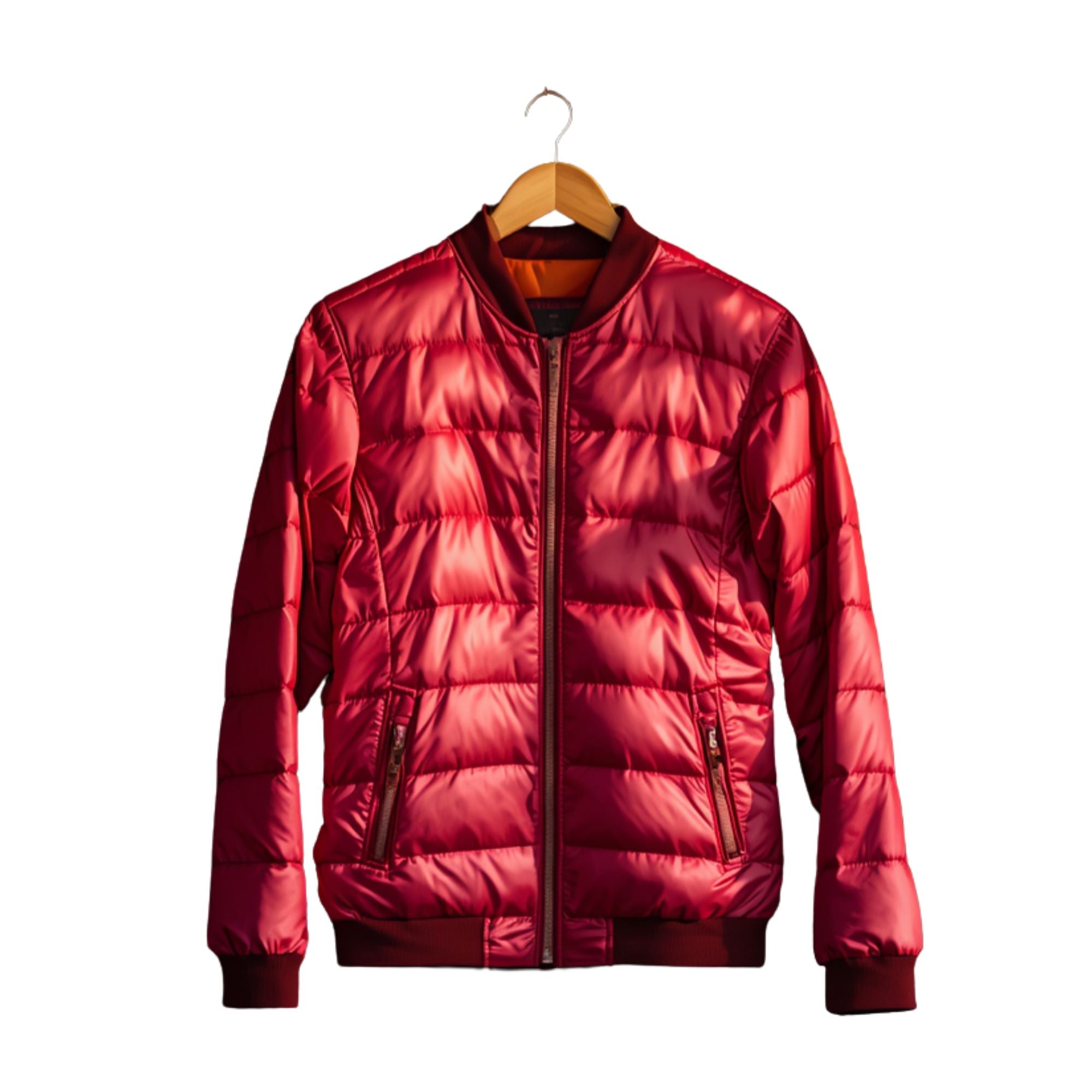 Damen Glänzende Steppjacke mit Stehkragen und Reißverschluss