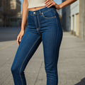 Damen High-Waist Skinny-Jeans in Dunkelblau