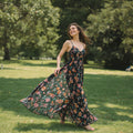 Damen Maxikleid mit floralem Muster und Spaghettiträgern