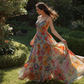 Damen Maxikleid mit floralem Muster und fließendem Schnitt