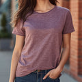 Damen Meliertes T-Shirt mit Rundhalsausschnitt in Flieder