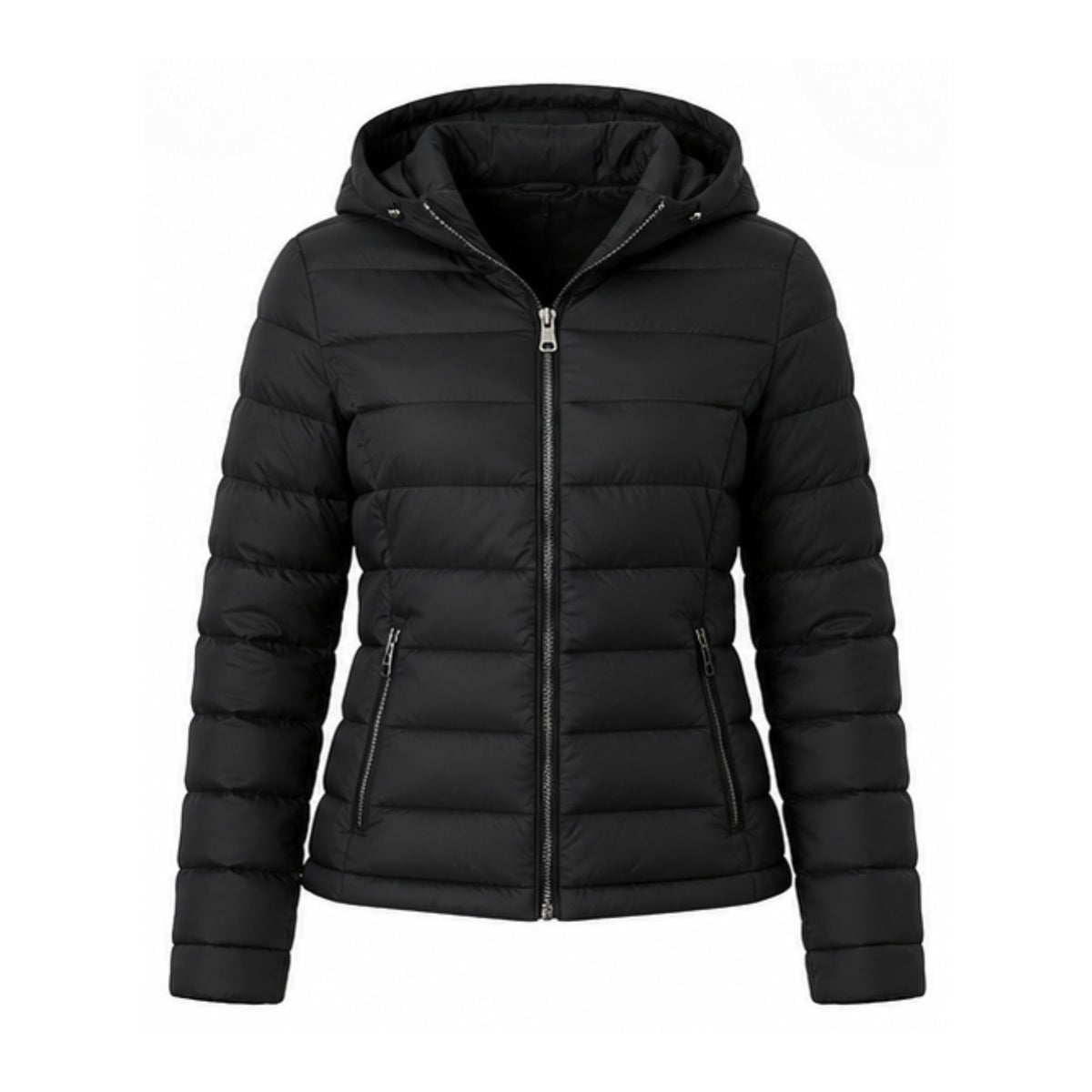 Damen Steppjacke mit Kapuze und Reißverschluss
