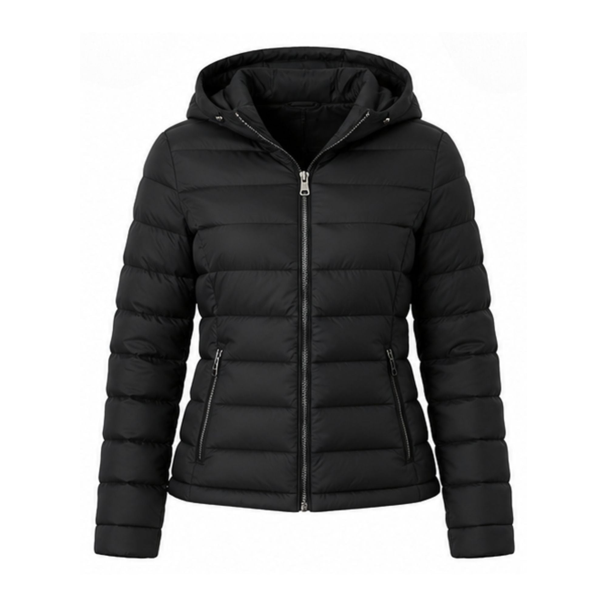 Damen Steppjacke mit Kapuze und Reißverschluss