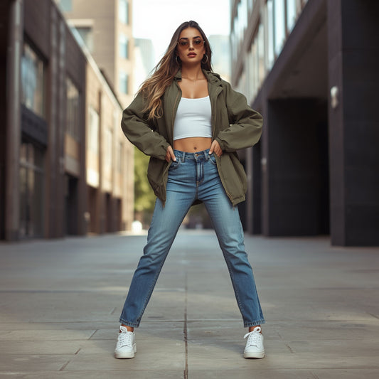 Damen Straight-Leg-Jeans mit hohem Bund