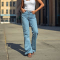 Damen Wide-Leg-Jeans mit hohem Bund in Hellblau