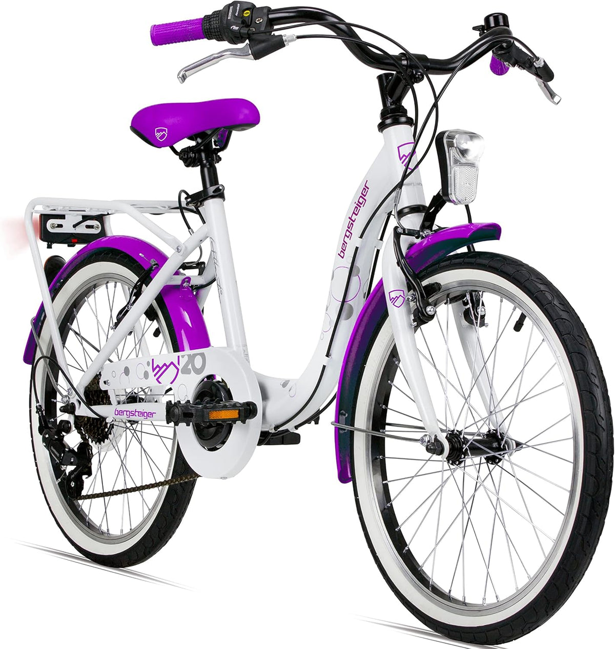 2026 Bergsteiger Atlantis 20, 24 Zoll Kinderfahrrad, geeignet für 6,7, 8, 9, 10, 11 Jahre, StVZO, Shimano Schaltung, Mädchen-Fahrrad mit Dynamo-Licht